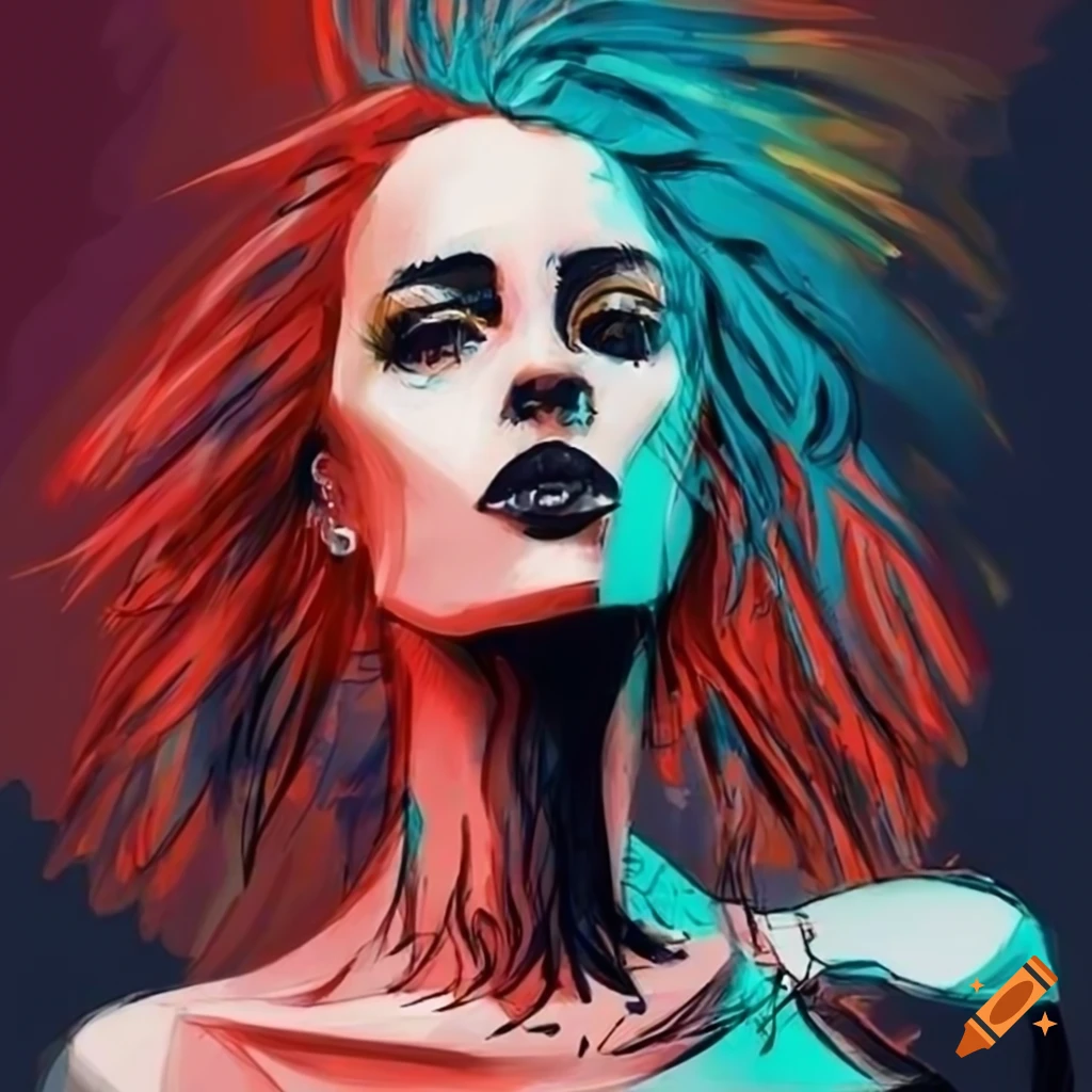 Alternative rock woman sketch on Craiyon