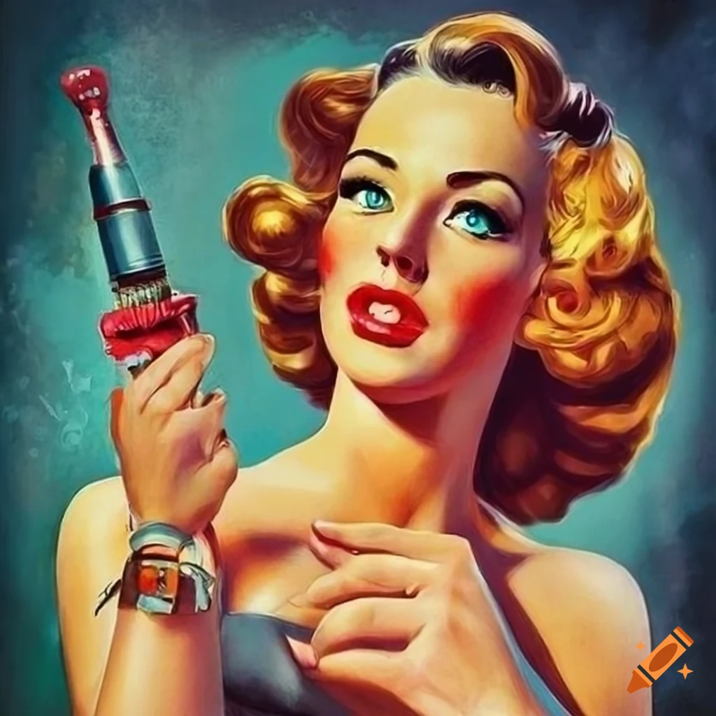 Vintage 70s pin up art on Craiyon
