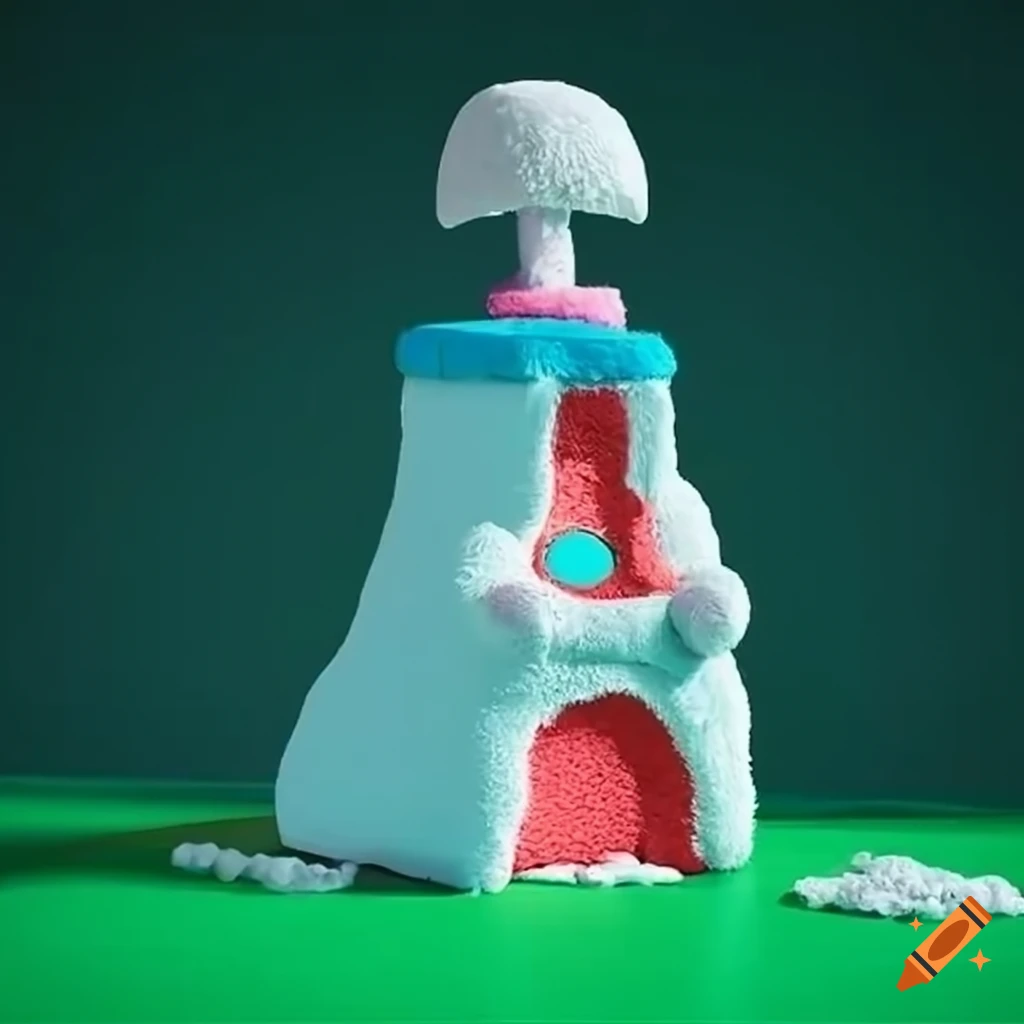 Mini golf course with fluffy marshmallow furnishings
