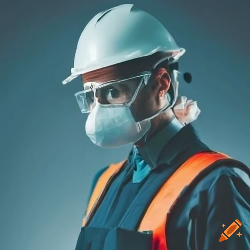 Professional safety officer in full protective gear ensuring workplace safety