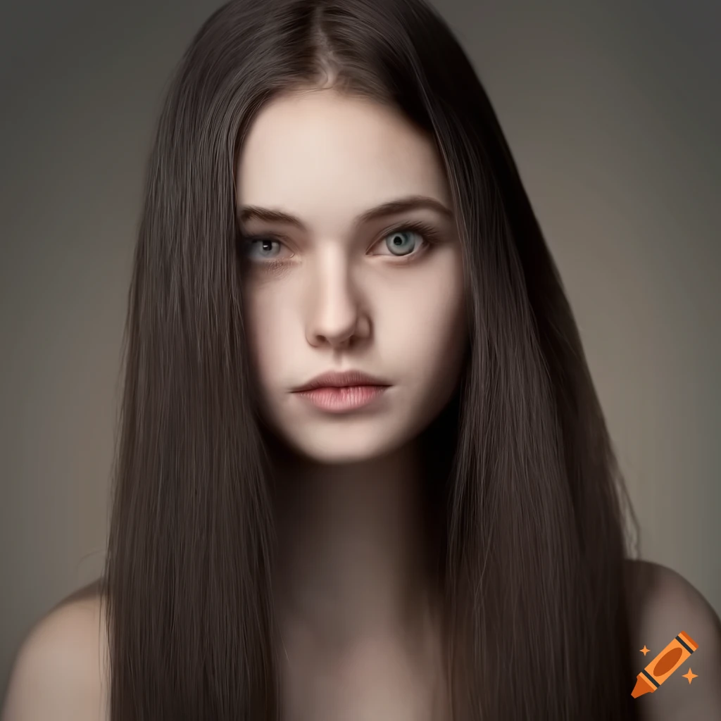 Portrait of a beautiful 33-year-old with dark hair and brown eyes