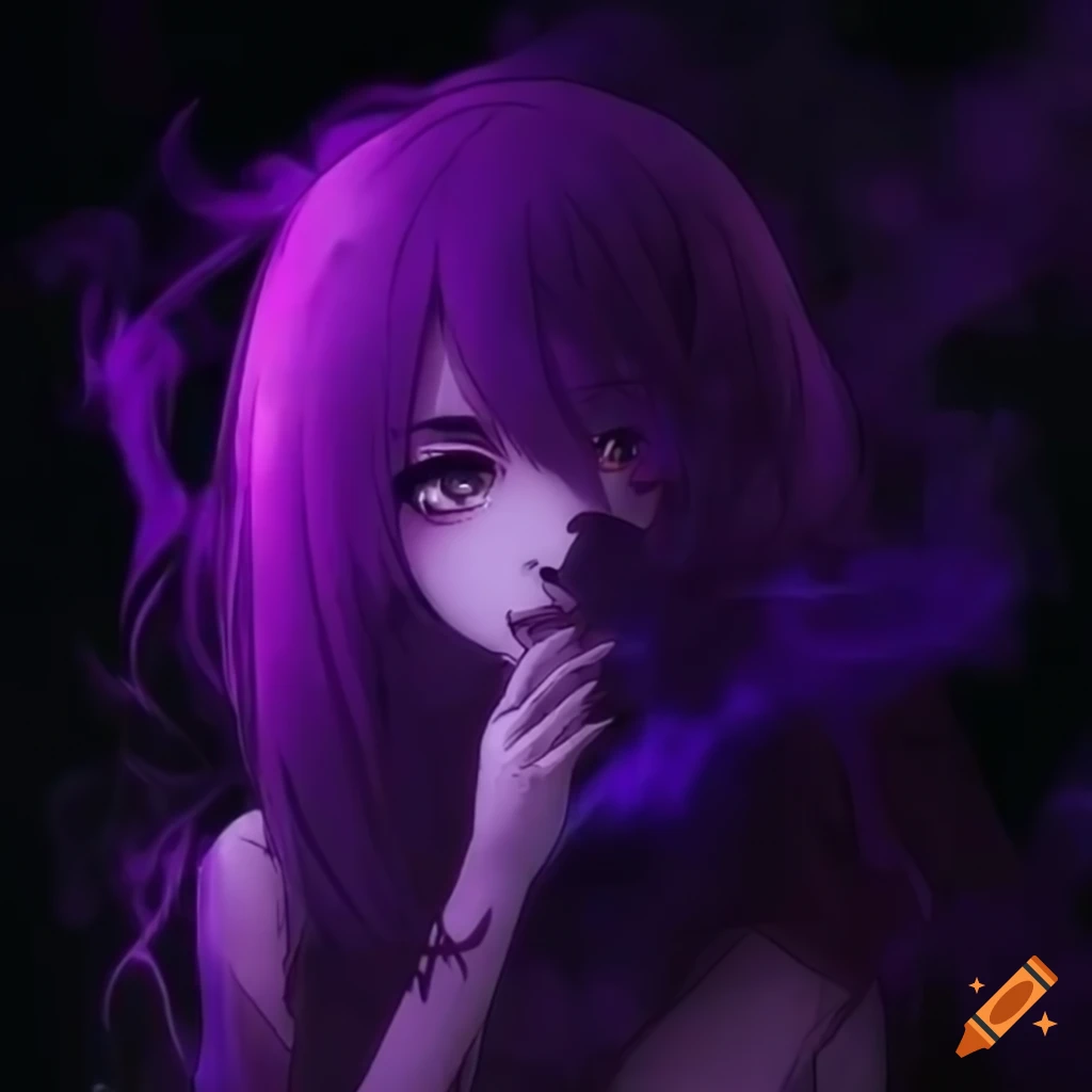 Anime girl with mysterious purple smoke