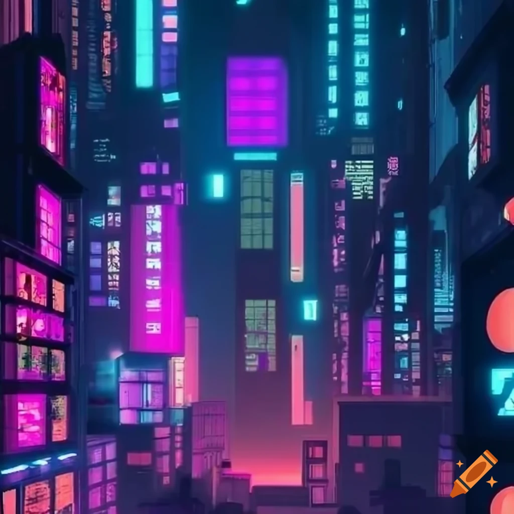 Retrowave cyberpunk cityscape