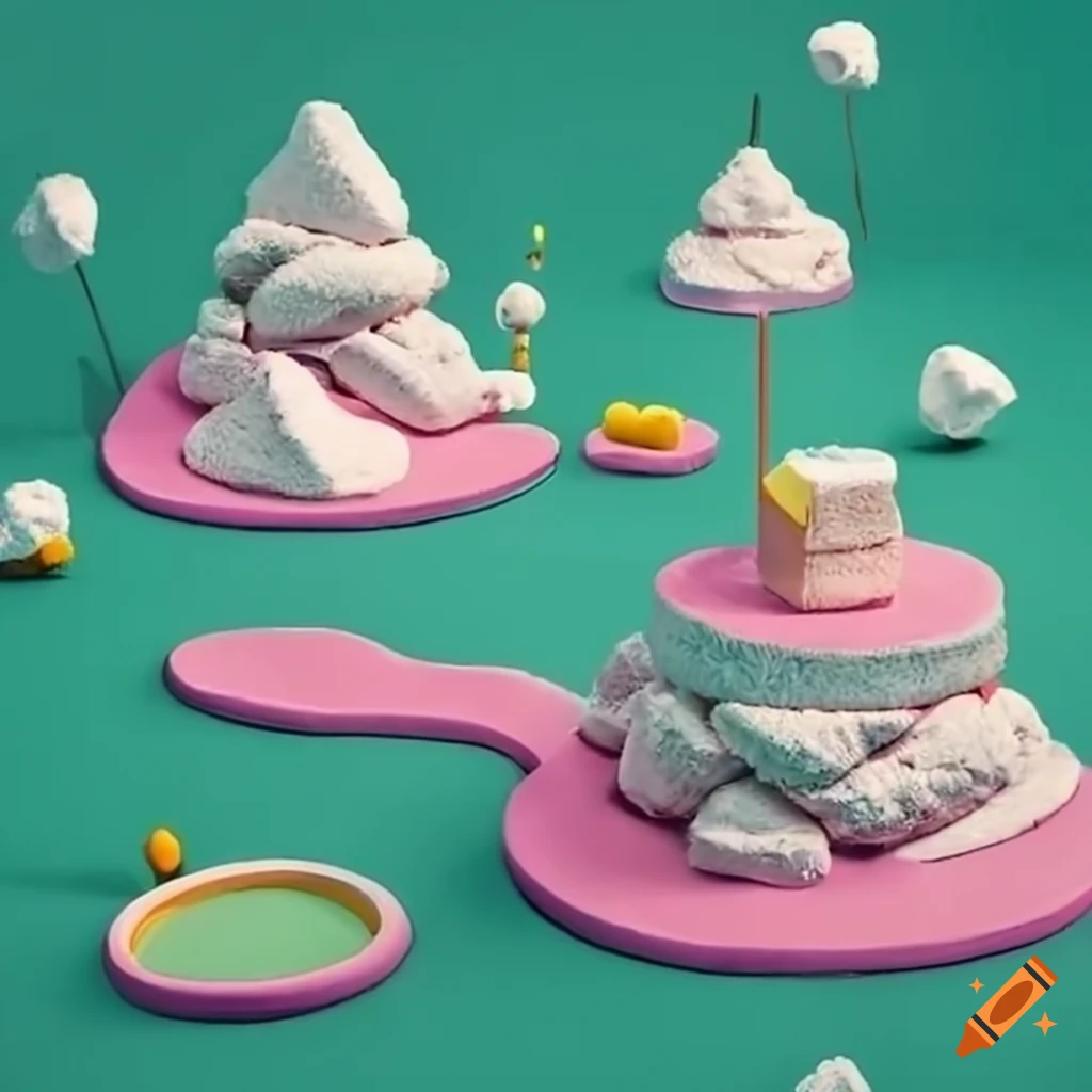 Mini golf course with marshmallow mountains