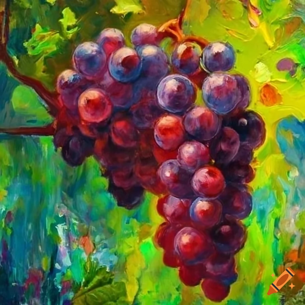 Impressionist Painting Of Bursting Grape Surrounded By Lush Green Z7aqZ2OxSYqir9V2x1UpDg.webp