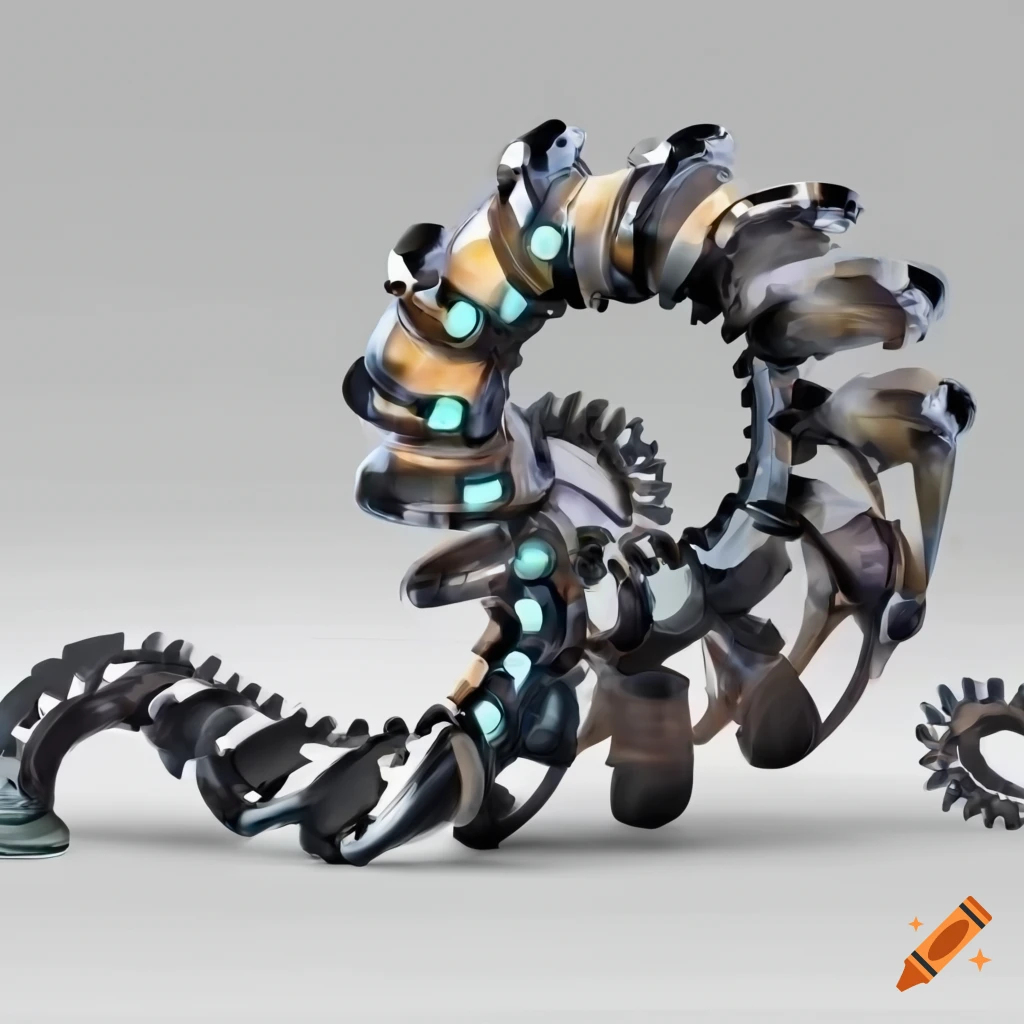 Futuristic mechanical tentacle connected to a vacuum device on white ...