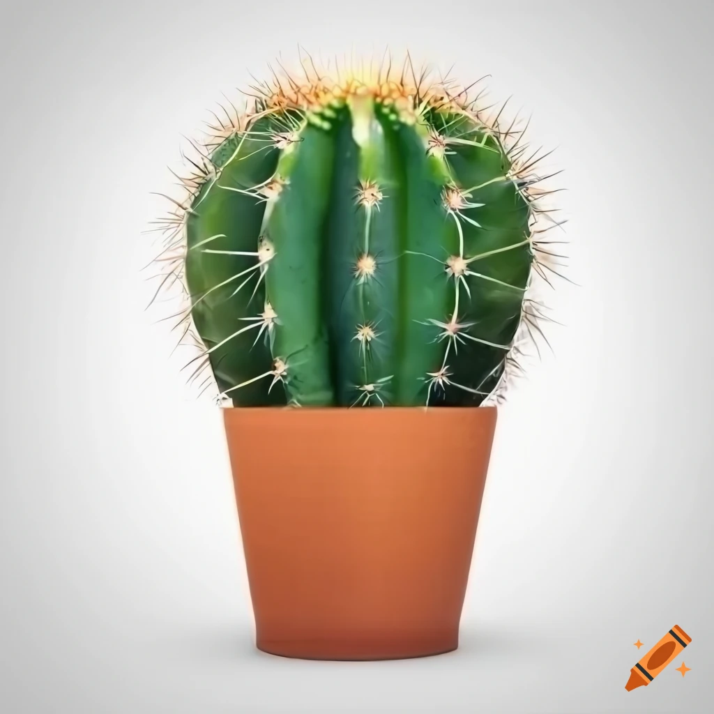 Cactus in flower pot isolated on white background