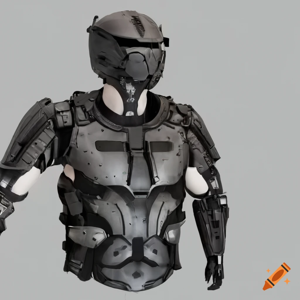 Futuristic black body armor on white background on Craiyon