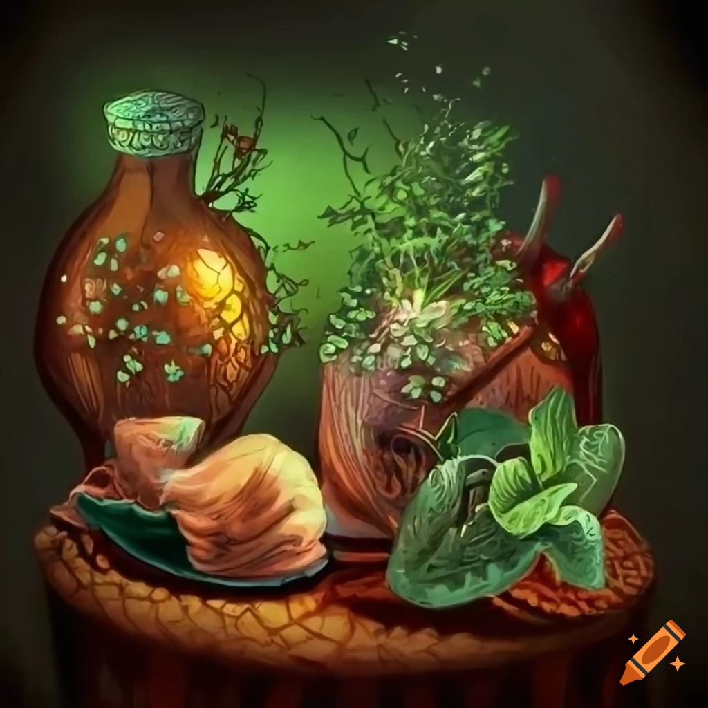Comically illustrated herbs