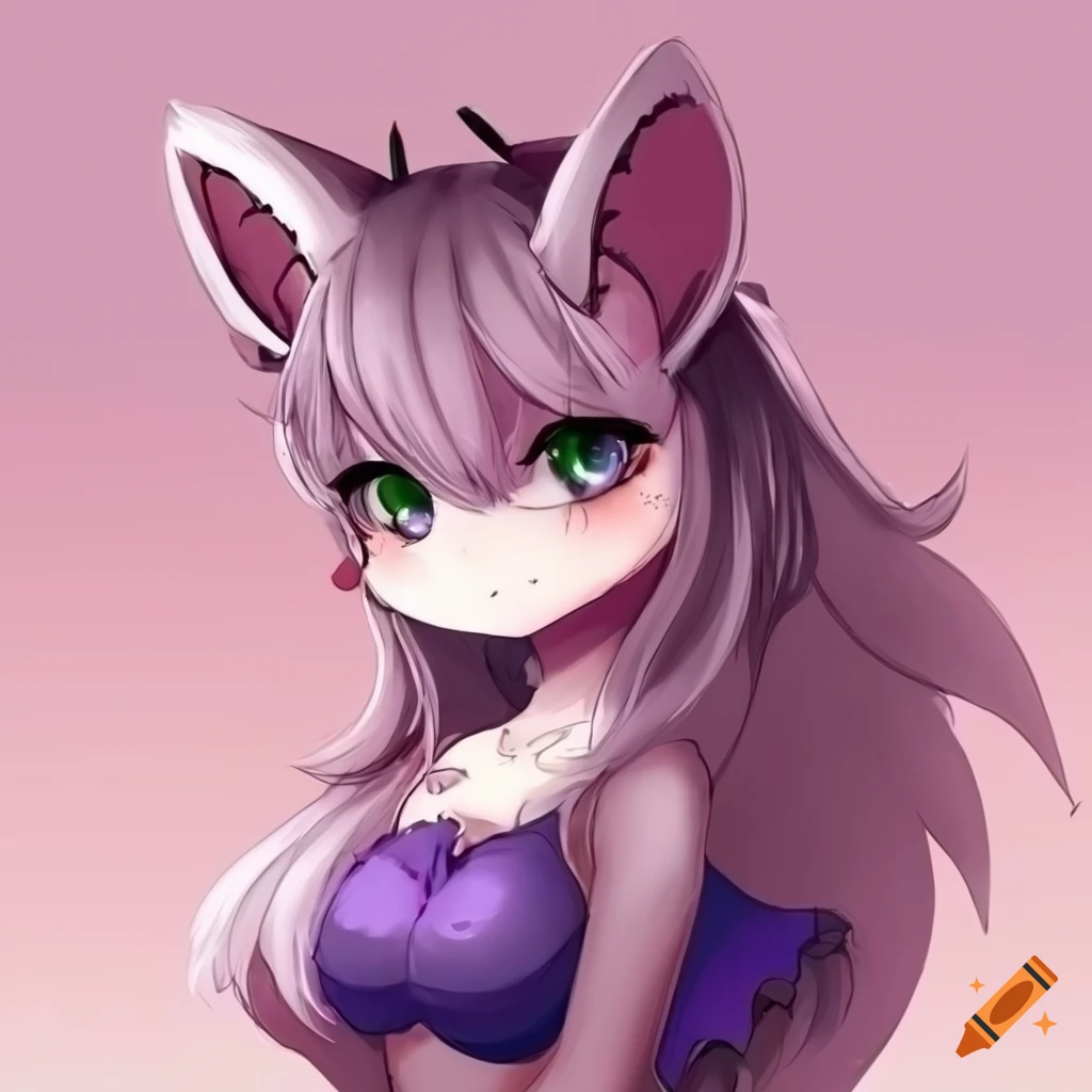 Anthro anime fluffy bat girl