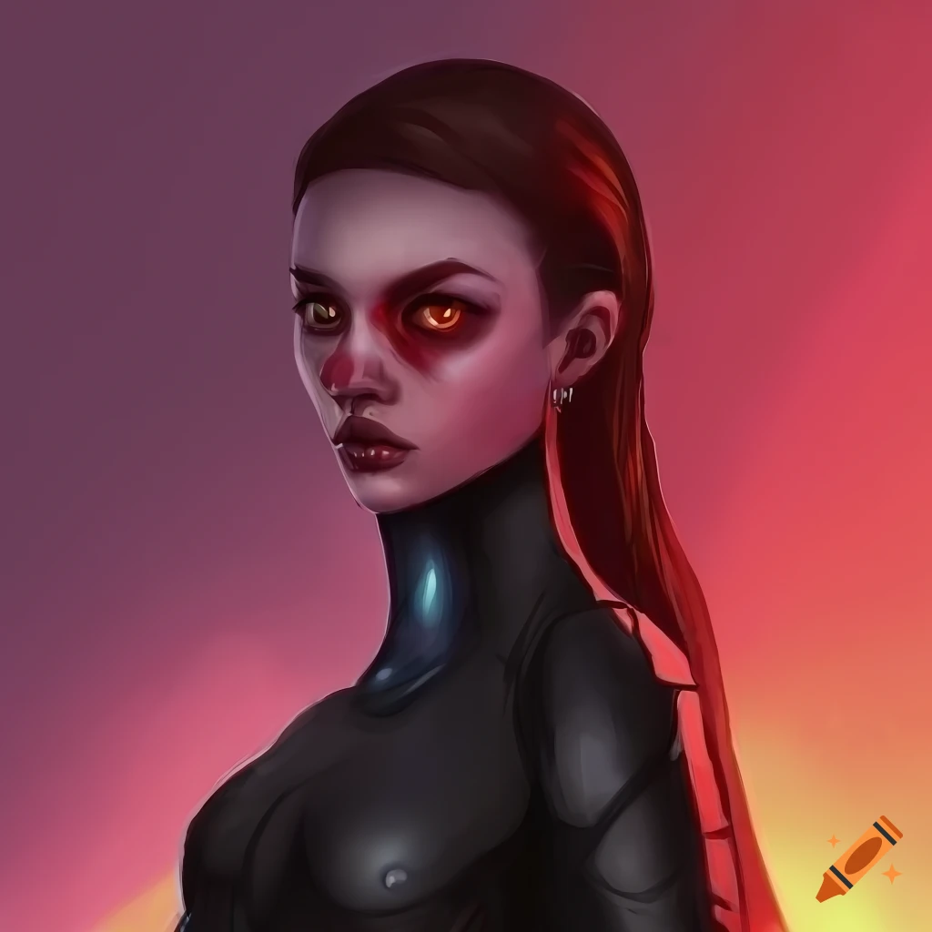 Sci Fi Fantasy Race Young Women With Red Skin And Black Eyes In Digital Art On Craiyon 0798