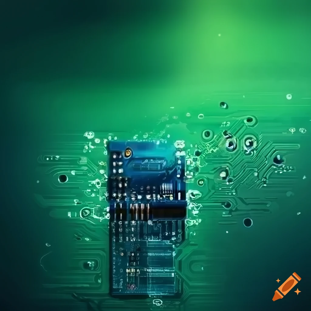 Arduino microcontroller course poster on a green water-like background ...