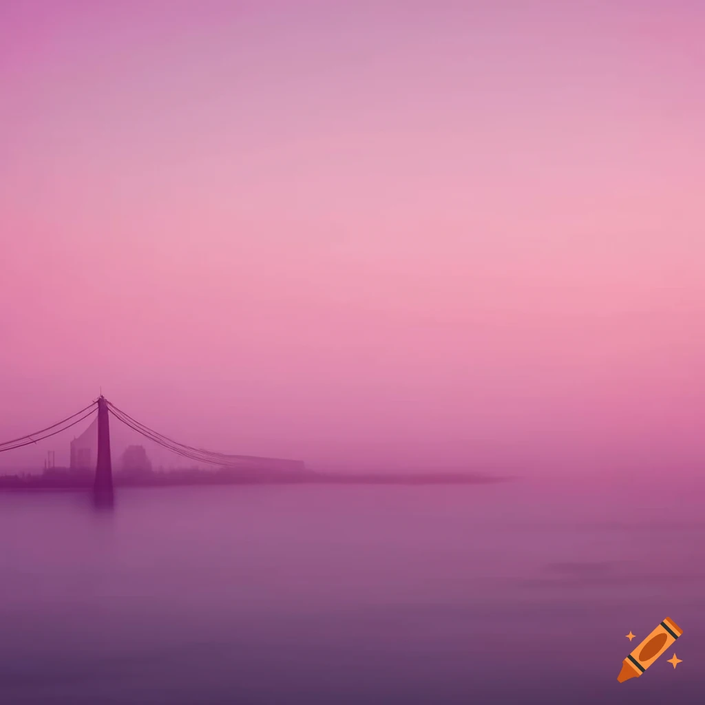 Iconic San Francisco skyline in beautiful pink fog