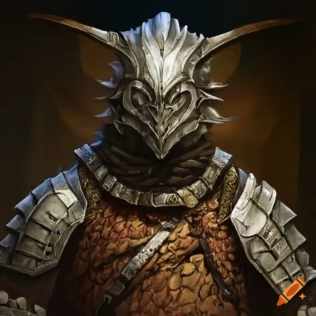 Battalion of dragonborn warriors in highly detailed armor