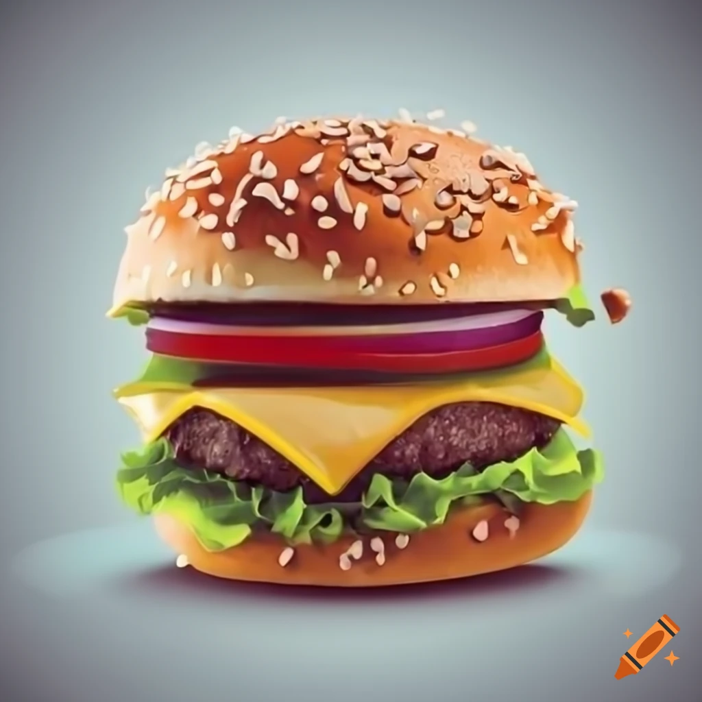 Burger on white background