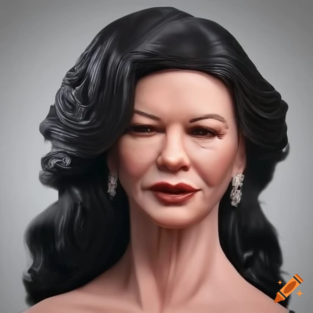 Realistic silicone statue of catherine zetajones, lifesized art display on Craiyon