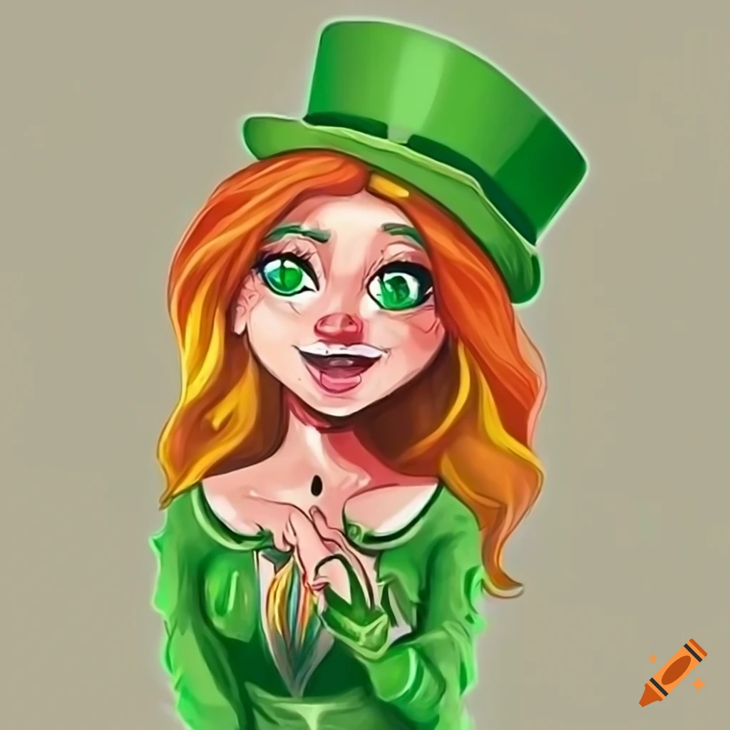 Female leprechaun with a big smile
