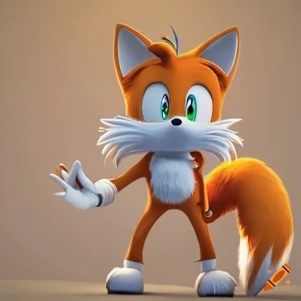 Tails the fox next to a tree with a hole on Craiyon