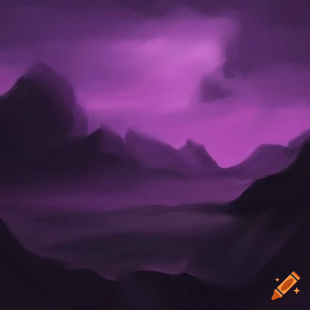 Purple sky over a dusty grey desert in a sci-fi art style