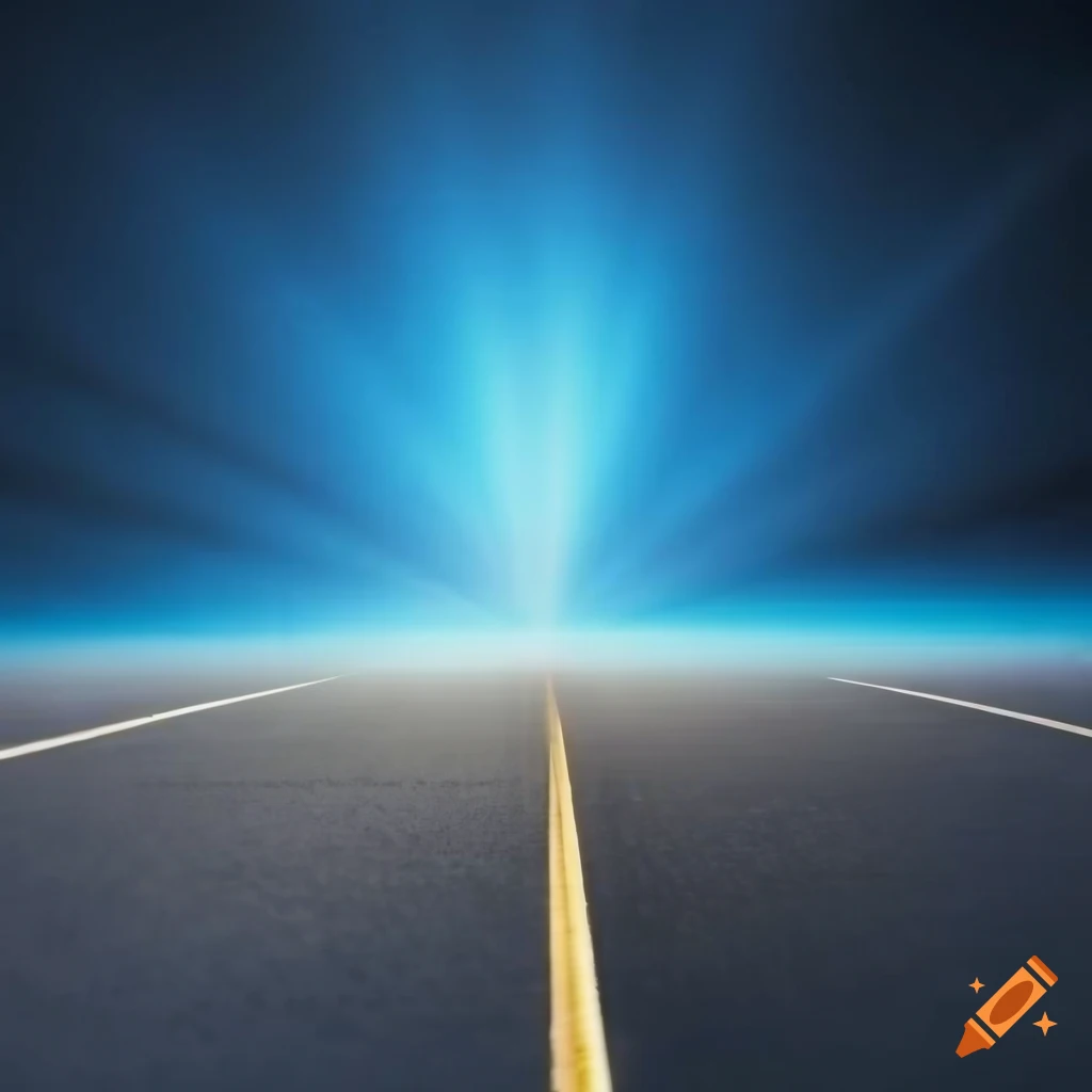 Silhouettes of people over a highway road on a black and blue background