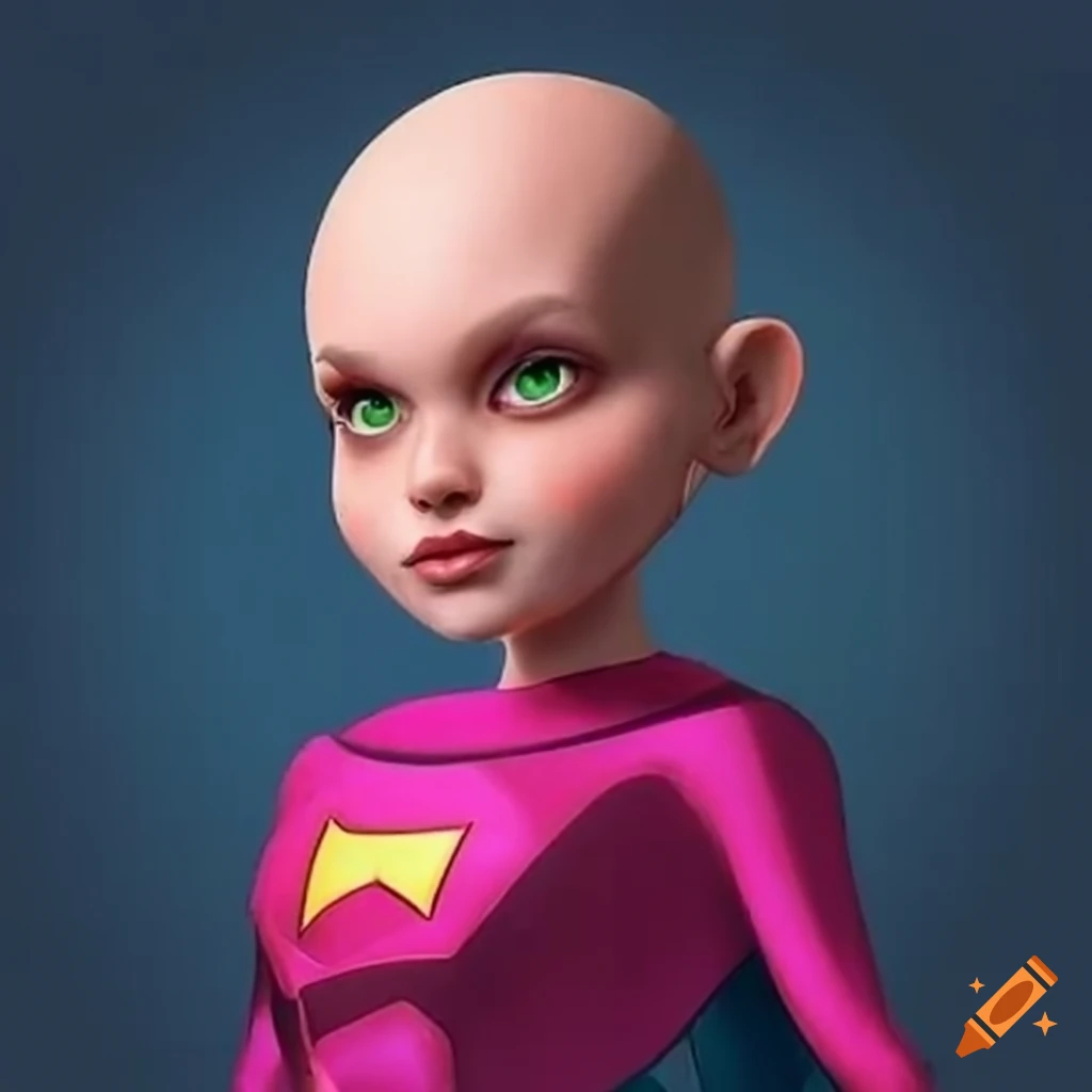 Bald superhero girl