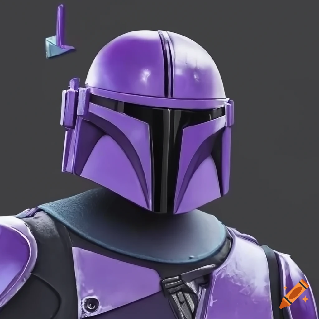 Purple, highly-detailed Mandalorian helmet
