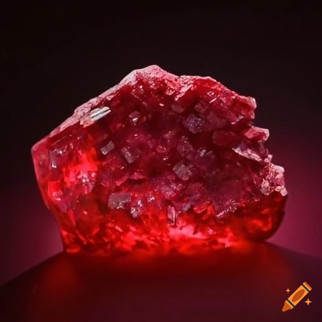 Bumpy red cryptonite gem glowing