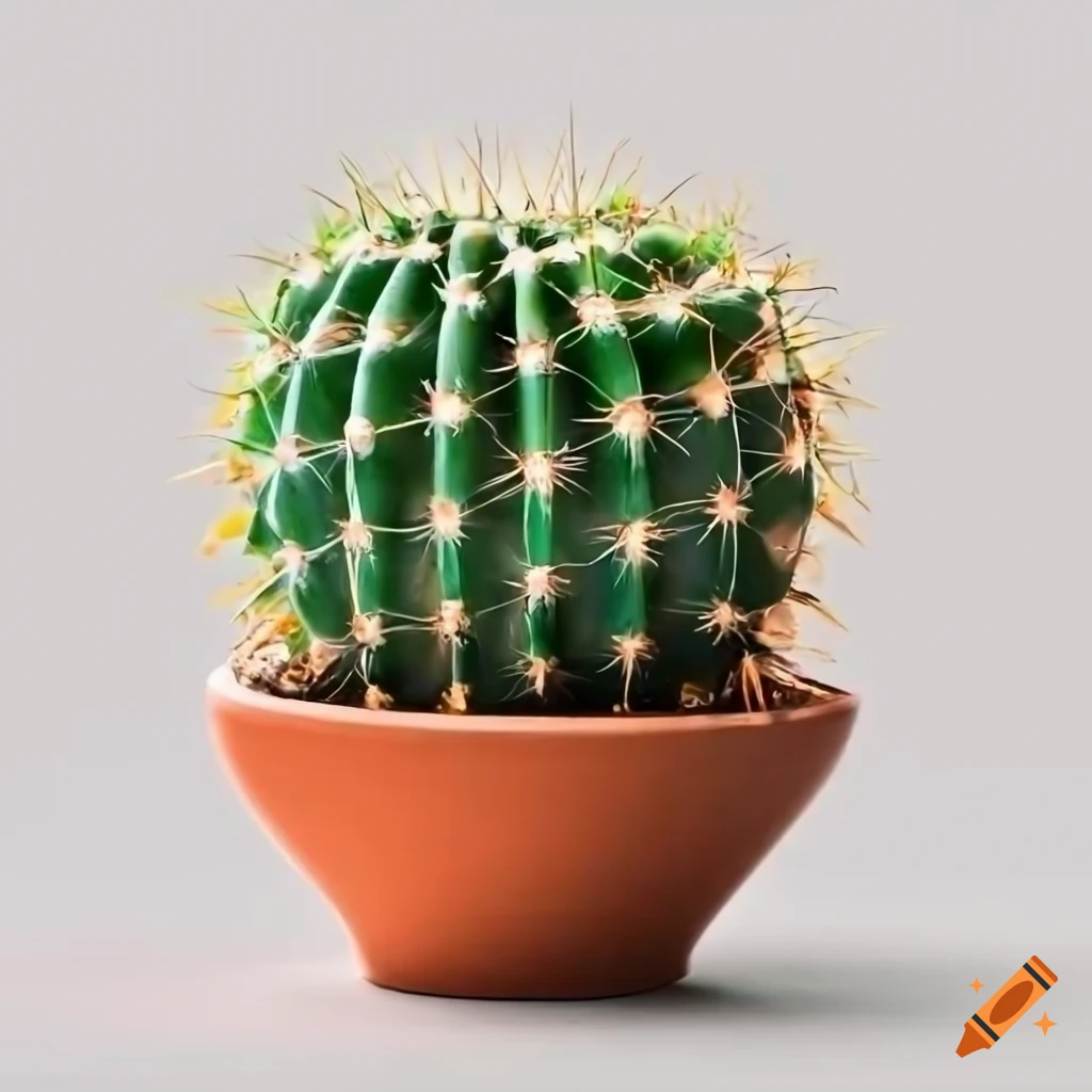 Cactus in flower pot isolated on white background