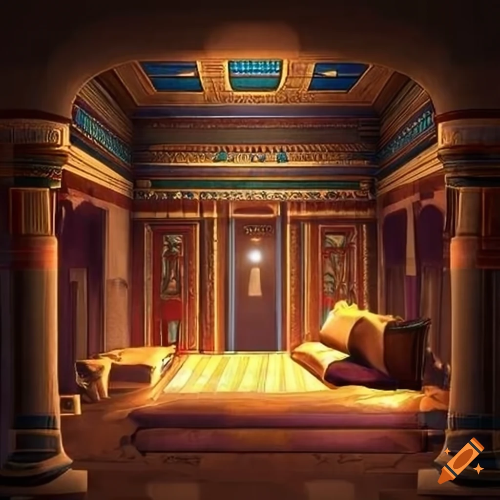 Ancient Egyptianstyle bedroom at night on Craiyon