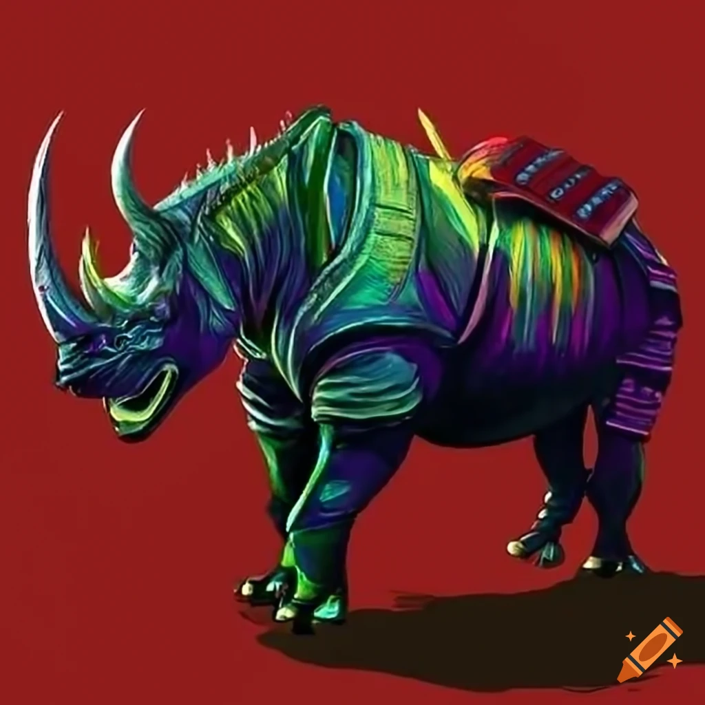 Samurai rhino illustration on Craiyon