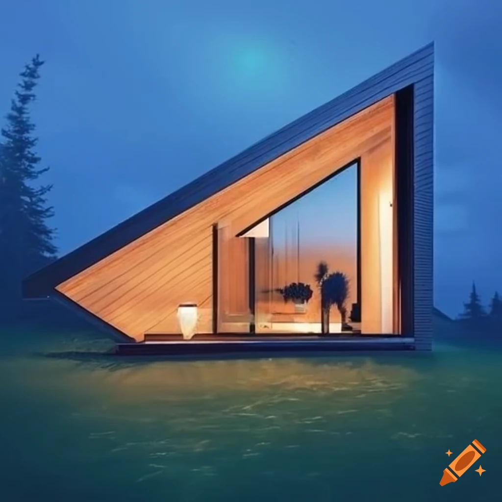 Sleek modern house exterior with A-frame design