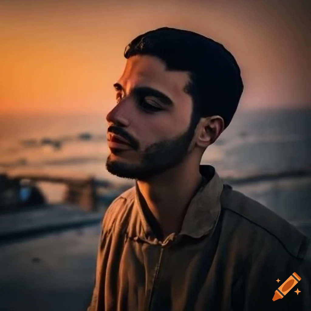 Portrait of a young man in traditional Beirut Jordanian fashion