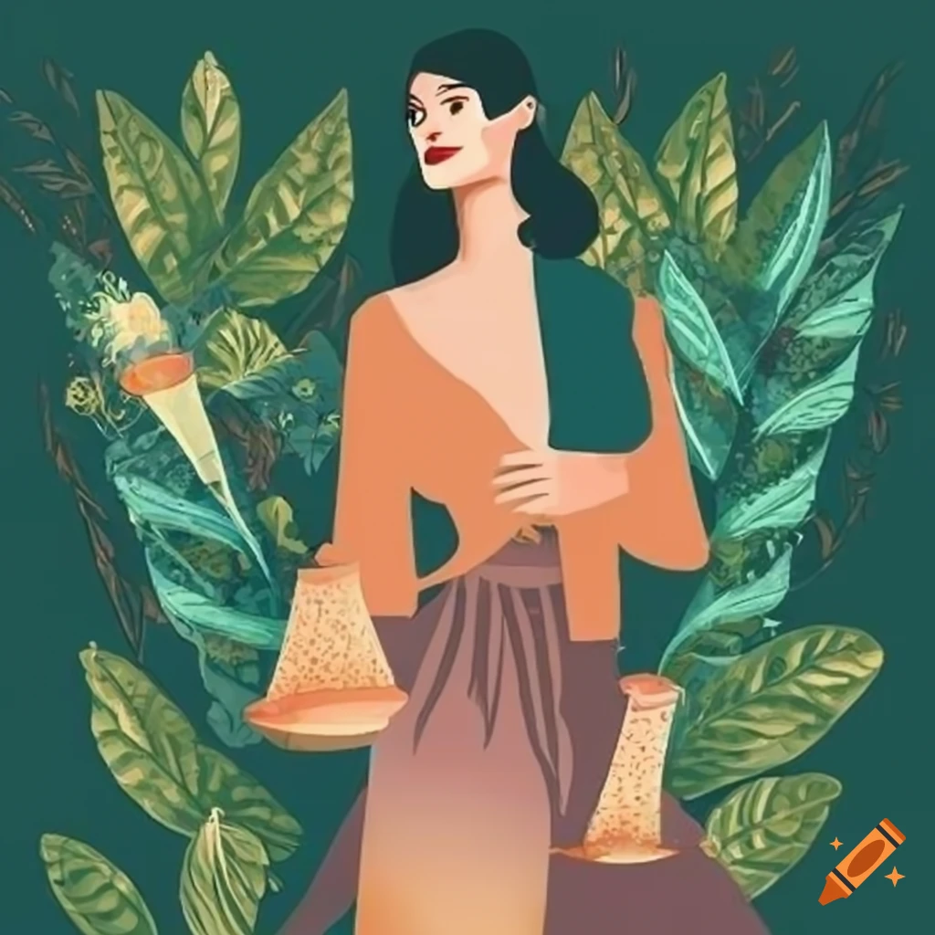 Luxury cocktail party with elegantly dressed guests among lush plants in dreamy setting