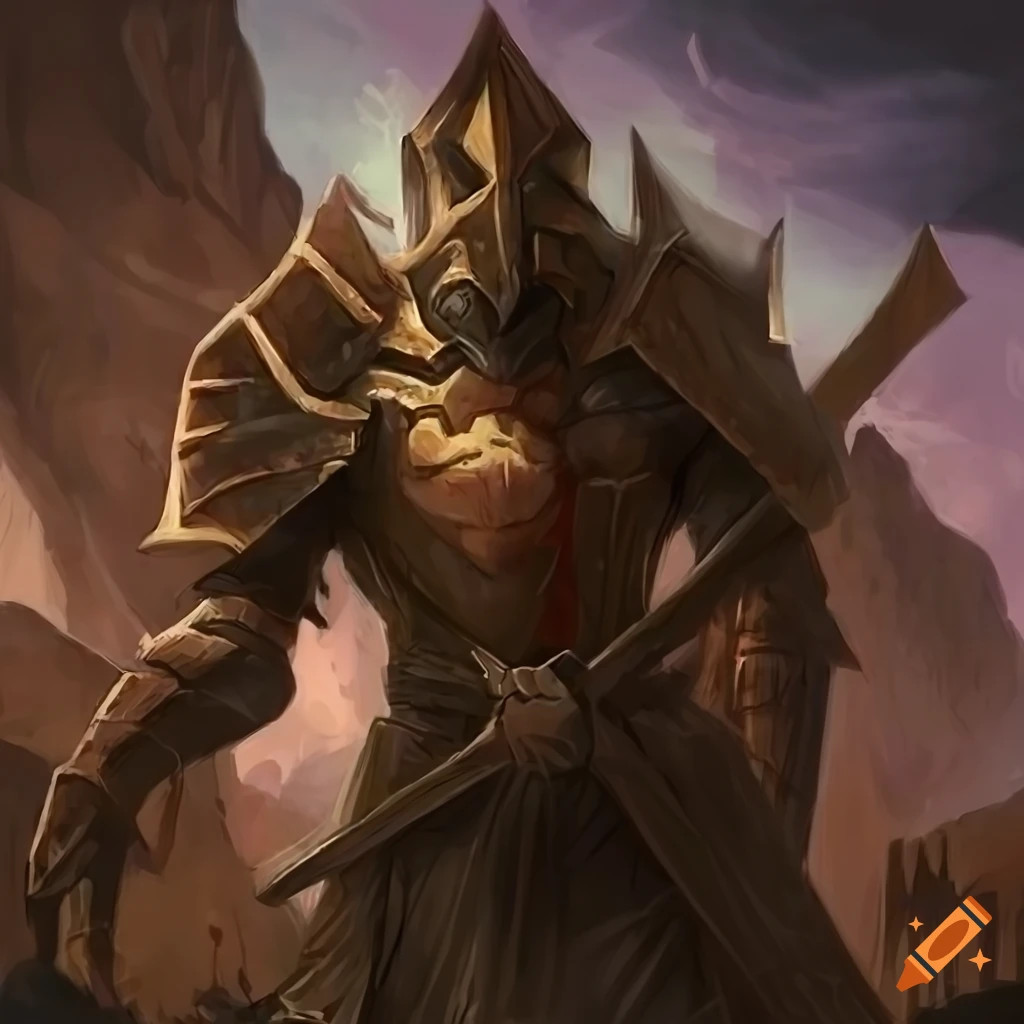 Armor made of triangular stones in fantasy art style on Craiyon