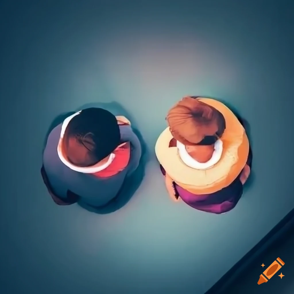 Couple entering new flat from a bird's eye view