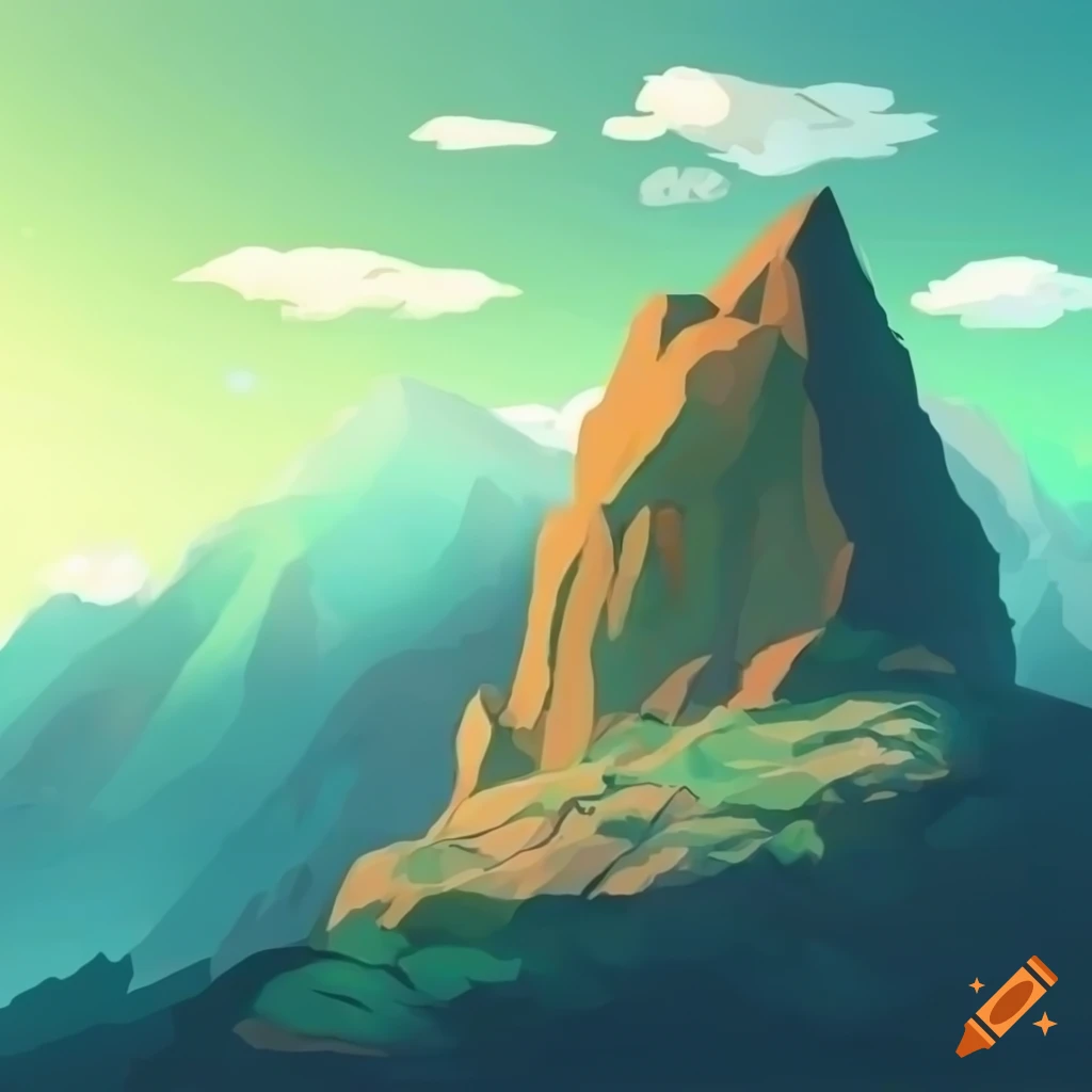 Mountain ledge with rocks in anime art style