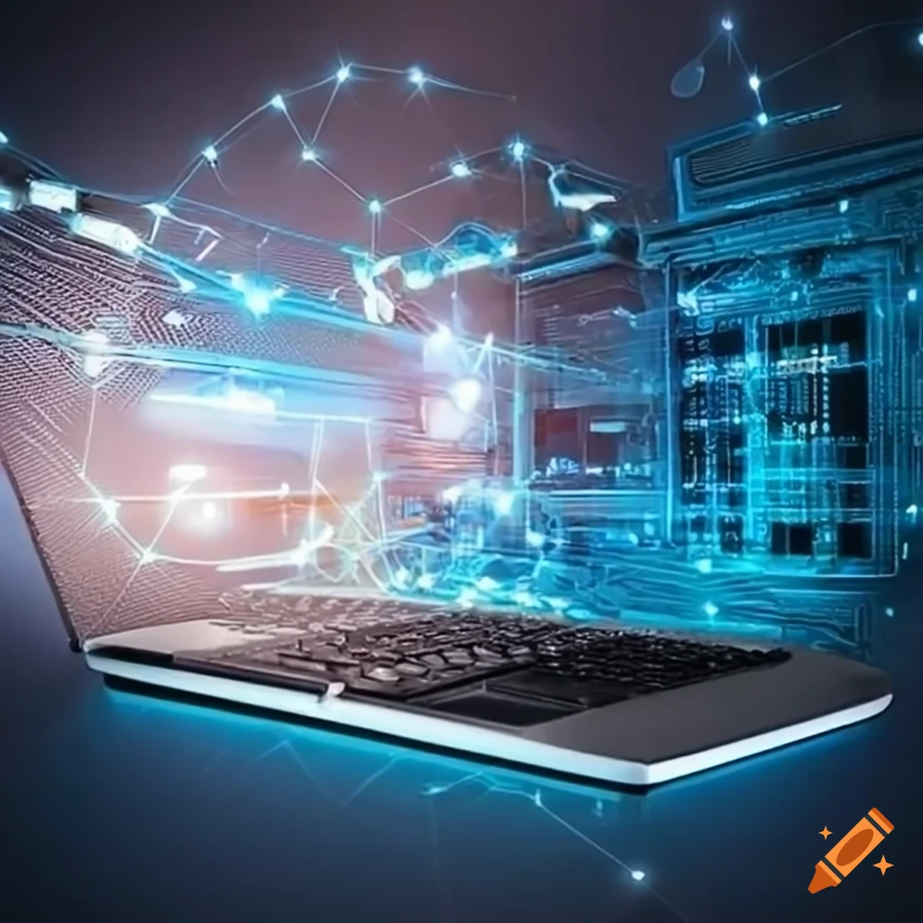 High tech computer with network connection to millions of users in the ...