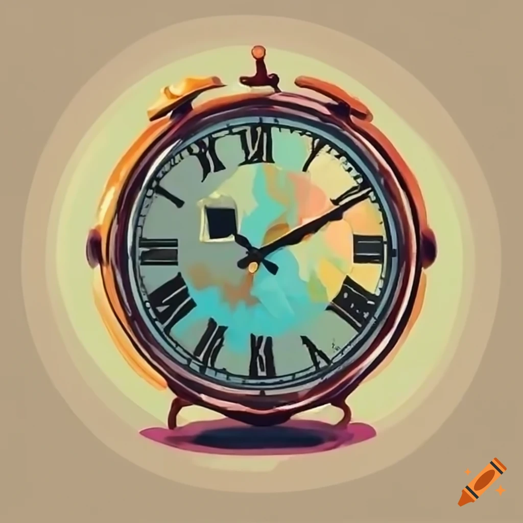 Office scene with a clock