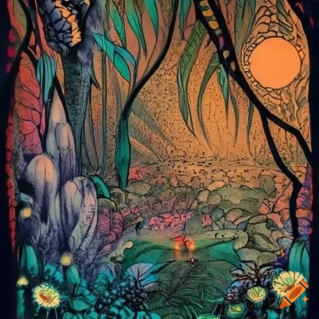 In The Garden Of Eden Lyrics Iron Butterfly Iron butterfly serigraph of dusk in the garden of eden on Craiyon