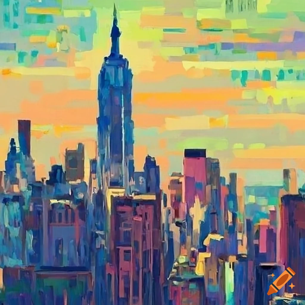 Impressionist style New York City skyline