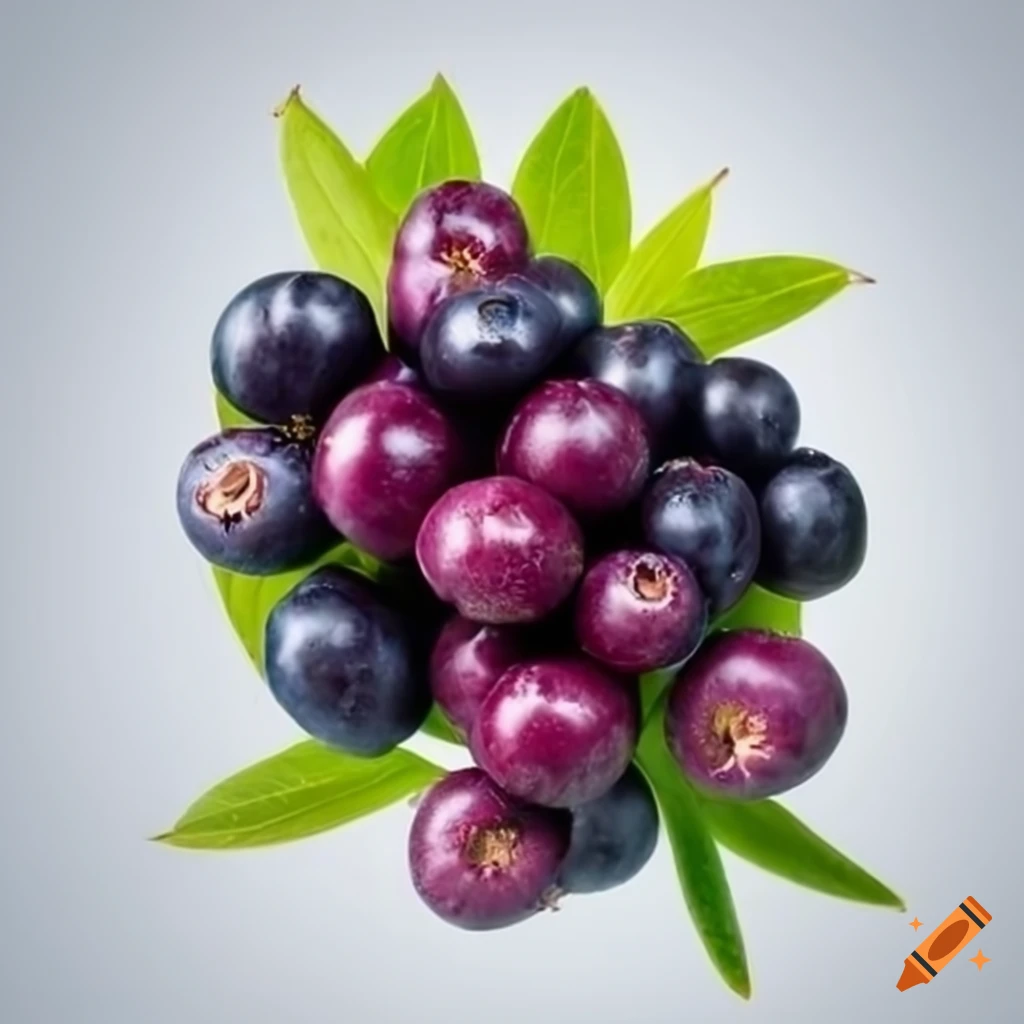 Electric vibrant acai berries on white background