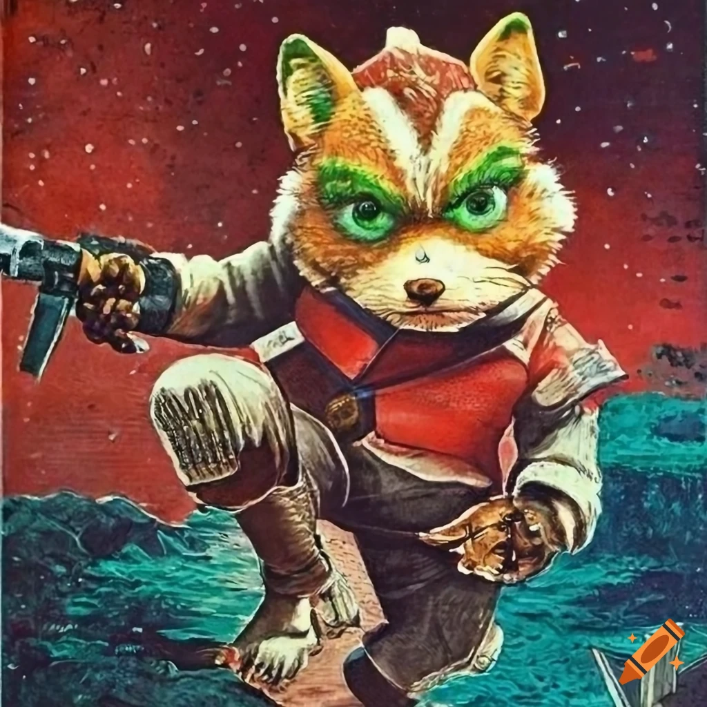 Intricate Star Fox vintage poster inspired by James Gurney and Norman Rockwell