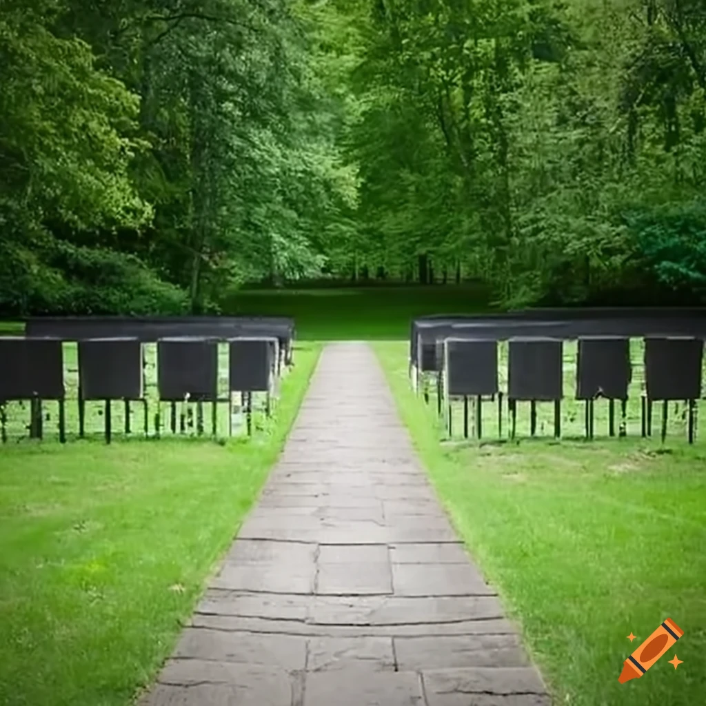 Empty outdoor funeral scene