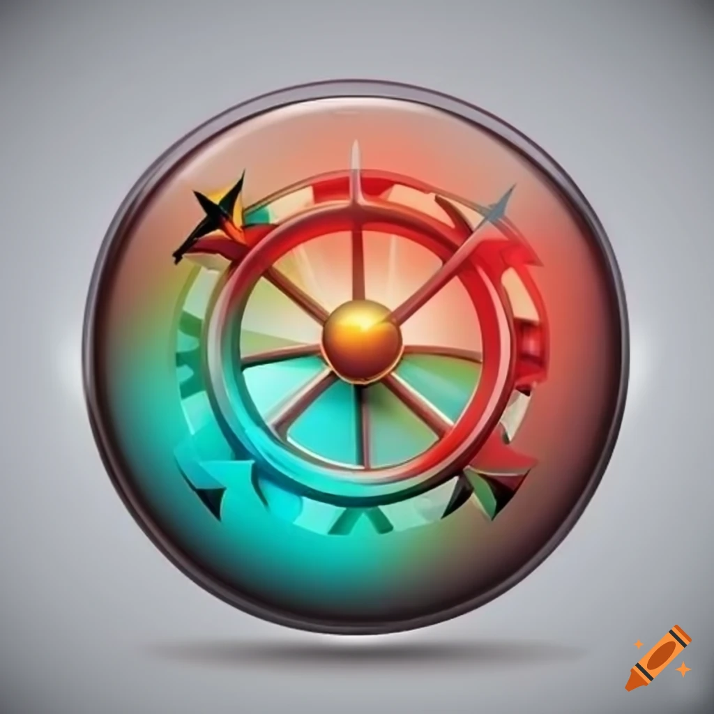 Button with two spin arrows
