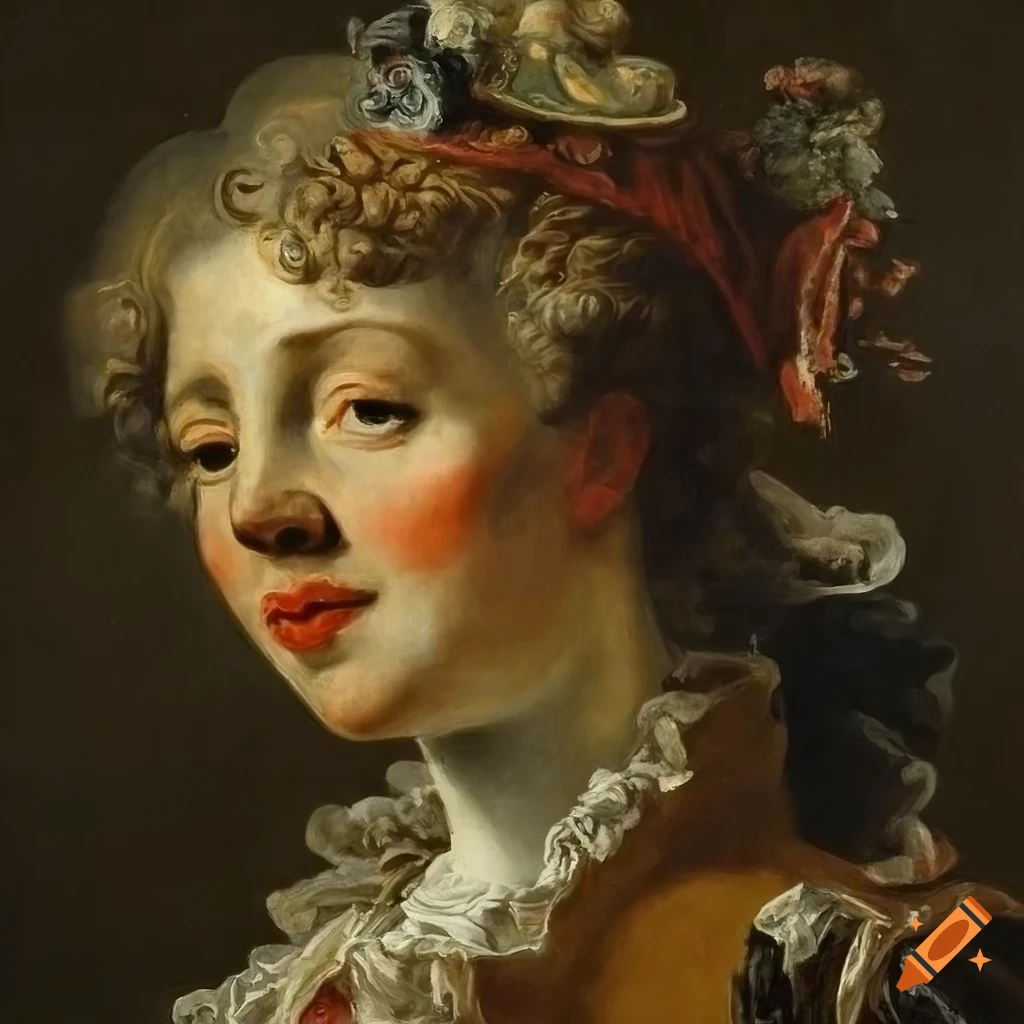 Rococo cyborg in a fusion of 17th-century aesthetics