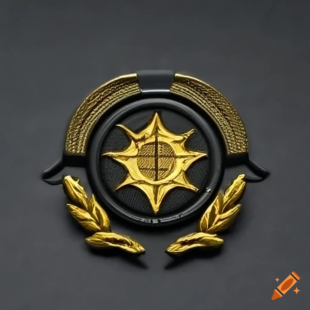Modern military badge with golden sun design