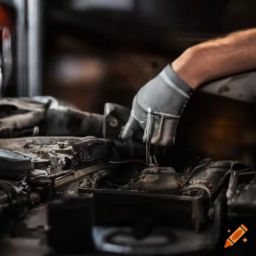 Heavy Truck maintenance session in a garage workshop