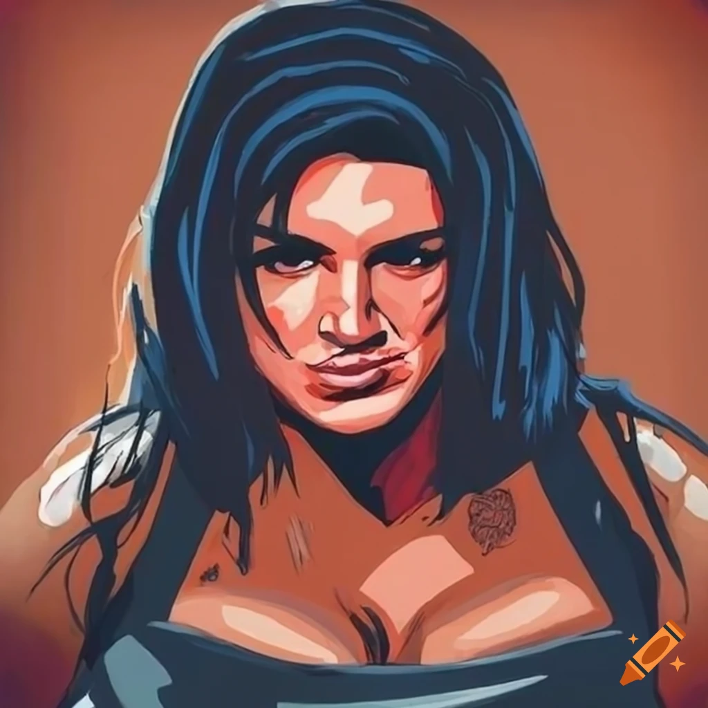 Cartoon style painting of MMA fighter Gina Carano