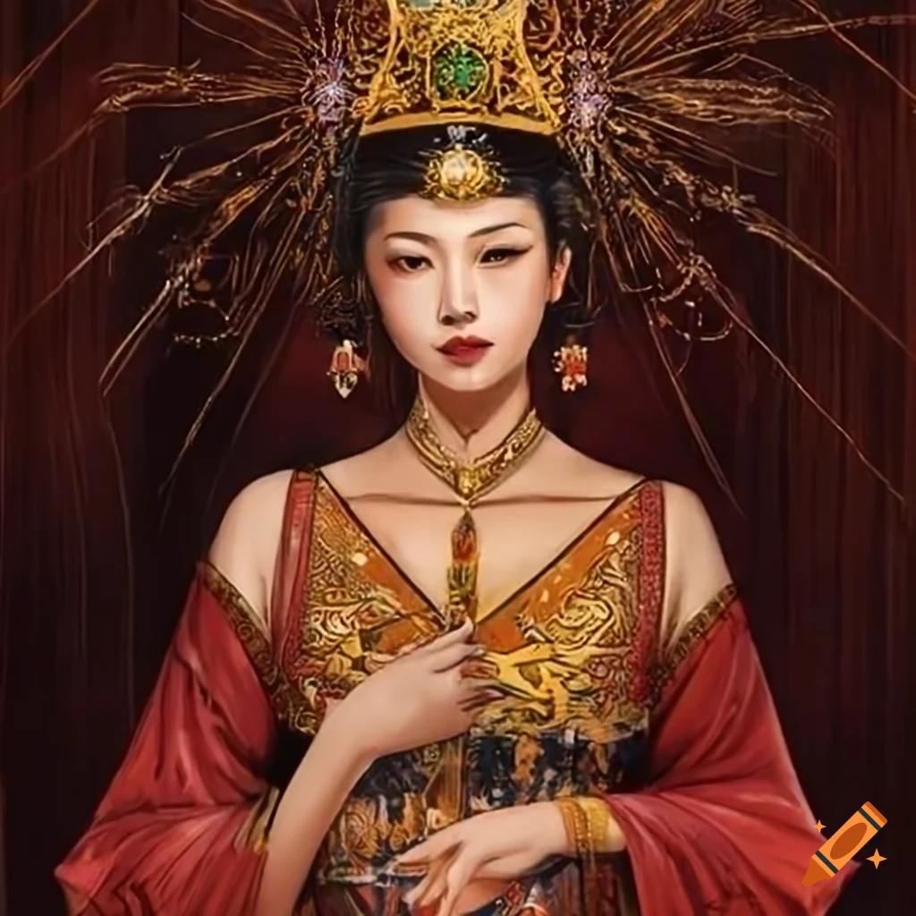 The Empress tarot card featuring an elegant and powerful Asian woman