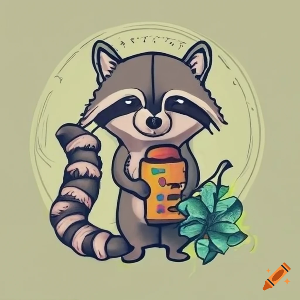 Tattoo of a raccoon in new school style